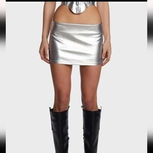 THE KRIPT silver kendry mini skirt Sz XL New Dolls Kill
